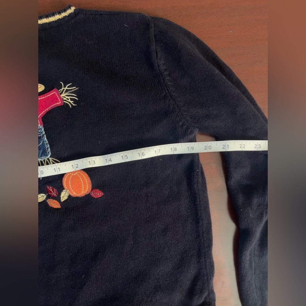 Christopher & Banks Hand Embroidered Blue Knit Scarecrow Sweater Women's Sz S - Picture 6 of 7
